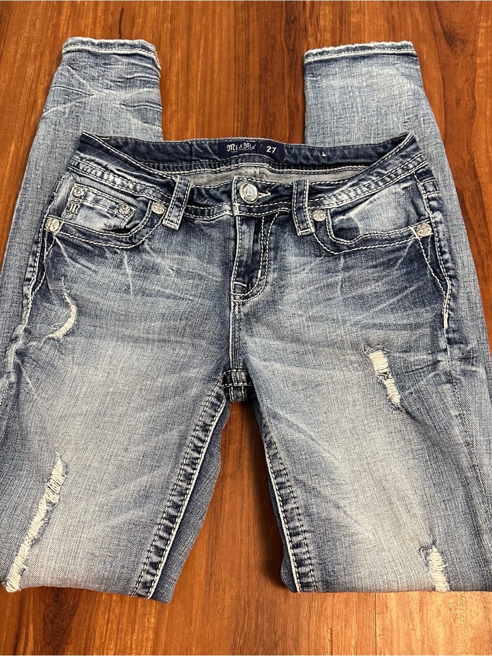 Miss Me Light Blue Distressed Skinny Jeans